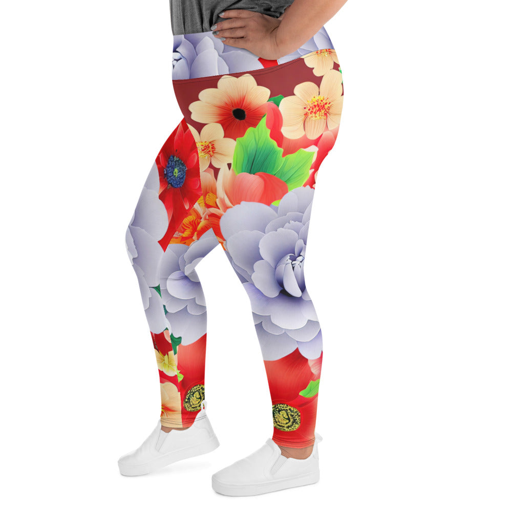 DMV 0035 Floral All-Over Print Plus Size Leggings