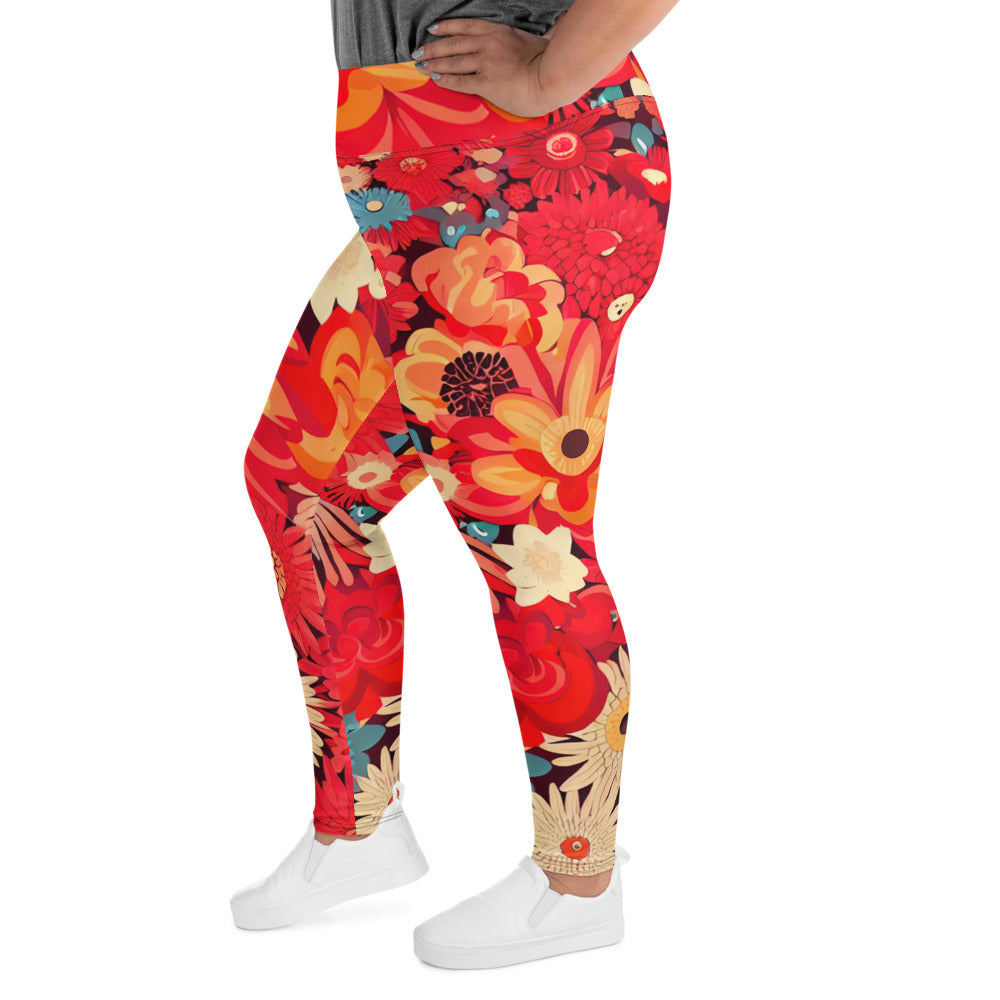 DMV 0105 Floral All-Over Print Plus Size Leggings