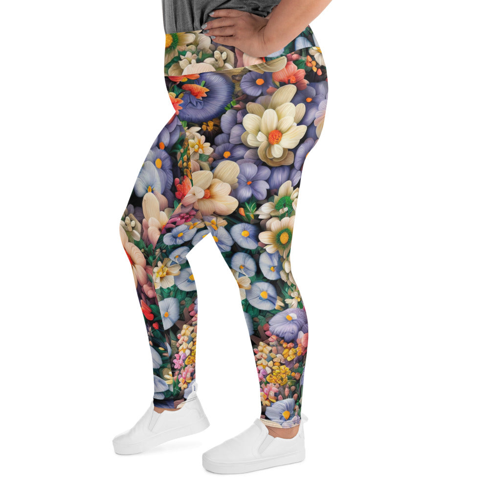 DMV 0114 Floral All-Over Print Plus Size Leggings