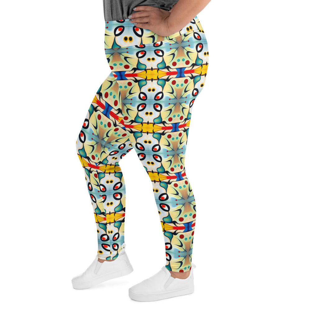 DMV 0102 Vintage Artsy All-Over Print Plus Size Leggings