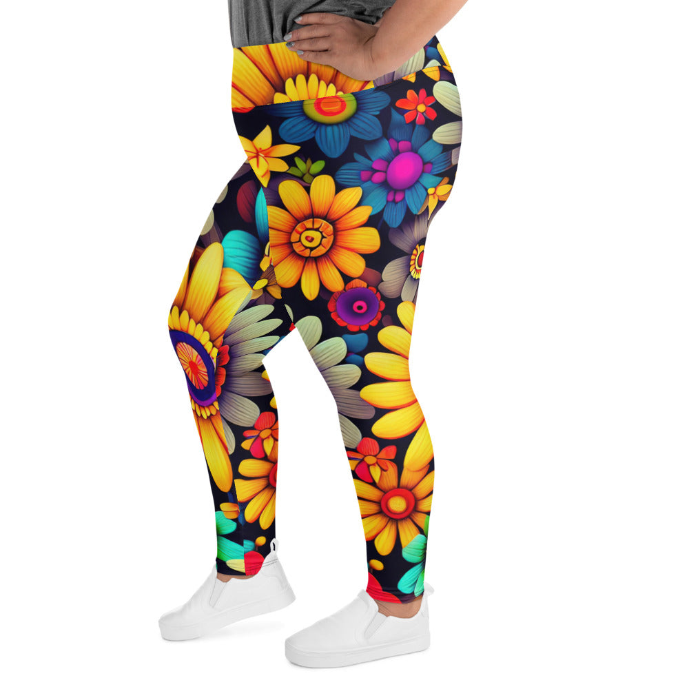 DMV 0158 Floral All-Over Print Plus Size Leggings