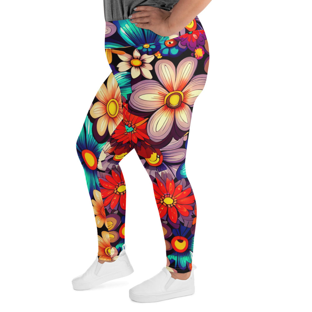 DMV 0197 Floral All-Over Print Plus Size Leggings