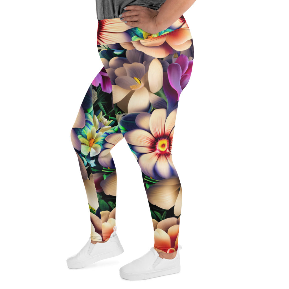 DMV 0206 Floral All-Over Print Plus Size Leggings