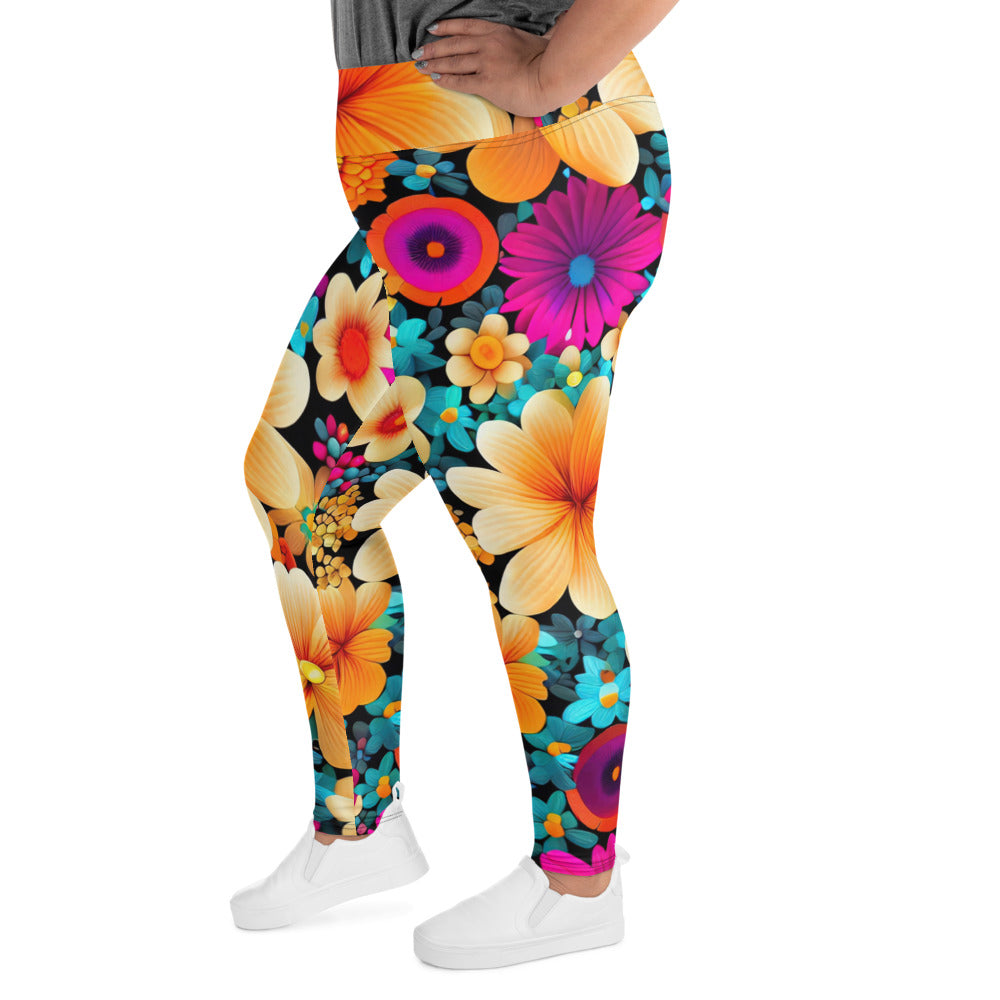 DMV 0259 Floral All-Over Print Plus Size Leggings