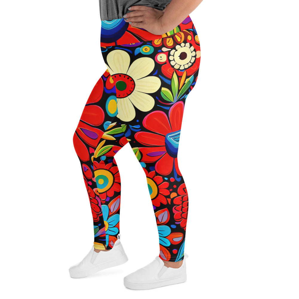 DMV 0178 Floral All-Over Print Plus Size Leggings