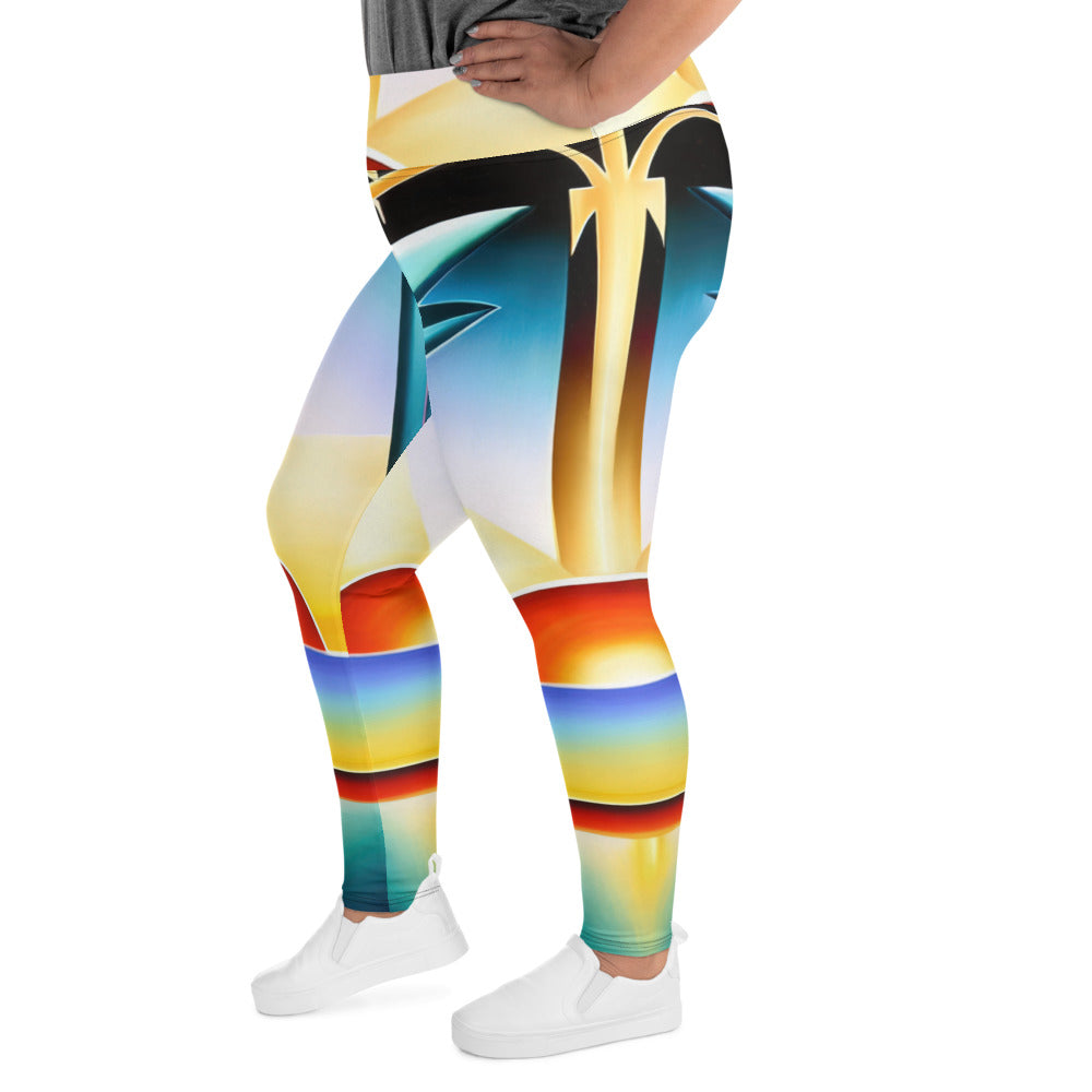 DMV 0262 Retro Art All-Over Print Plus Size Leggings