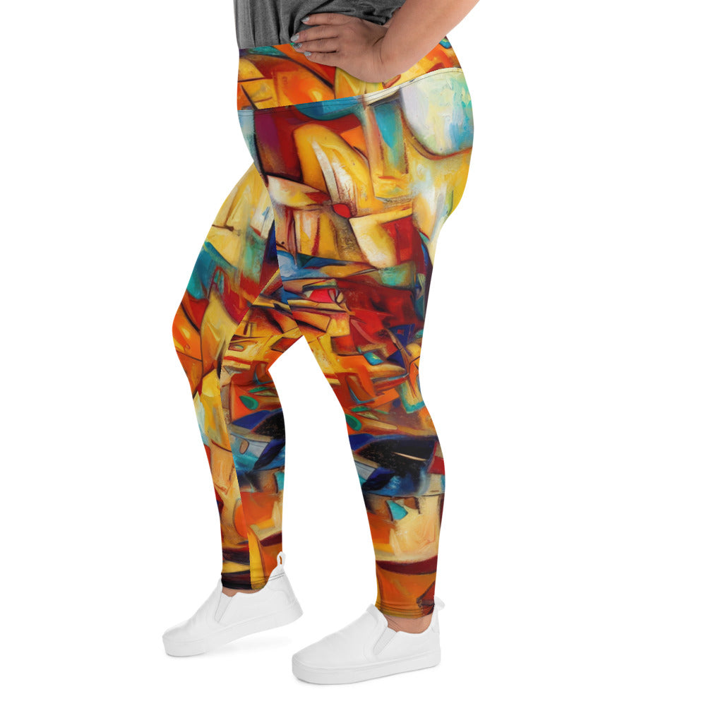 DMV 0416 Abstract Art All-Over Print Plus Size Leggings