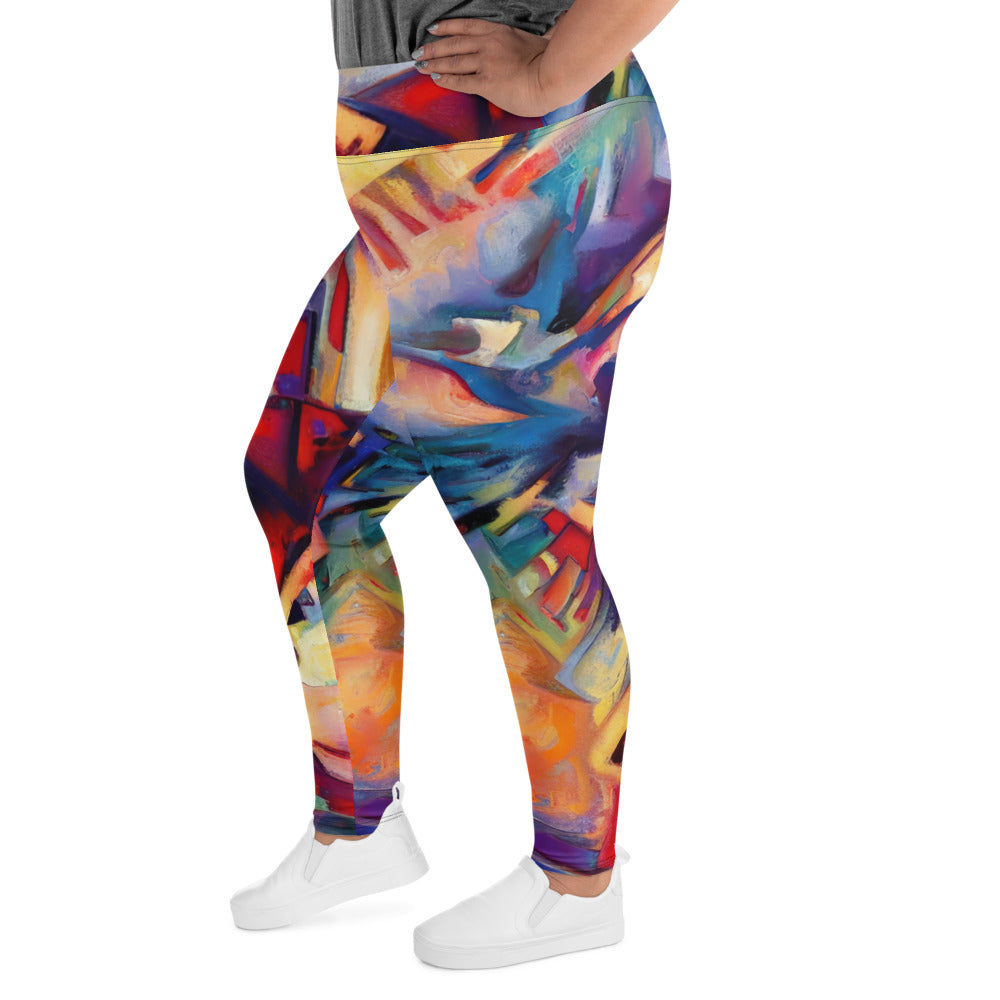 DMV 0308 Abstract Art All-Over Print Plus Size Leggings