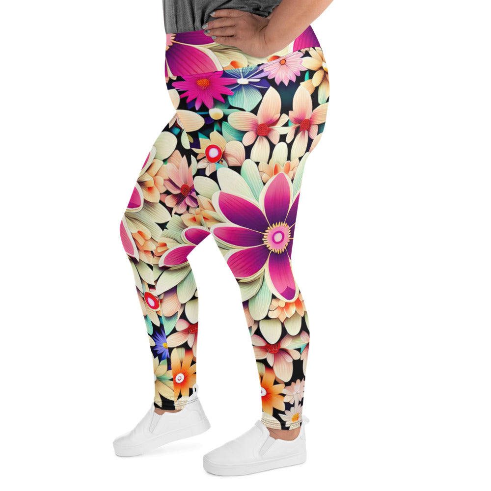 DMV 0307 Floral All-Over Print Plus Size Leggings