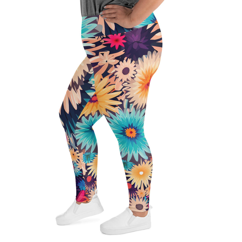 DMV 0404 Floral All-Over Print Plus Size Leggings