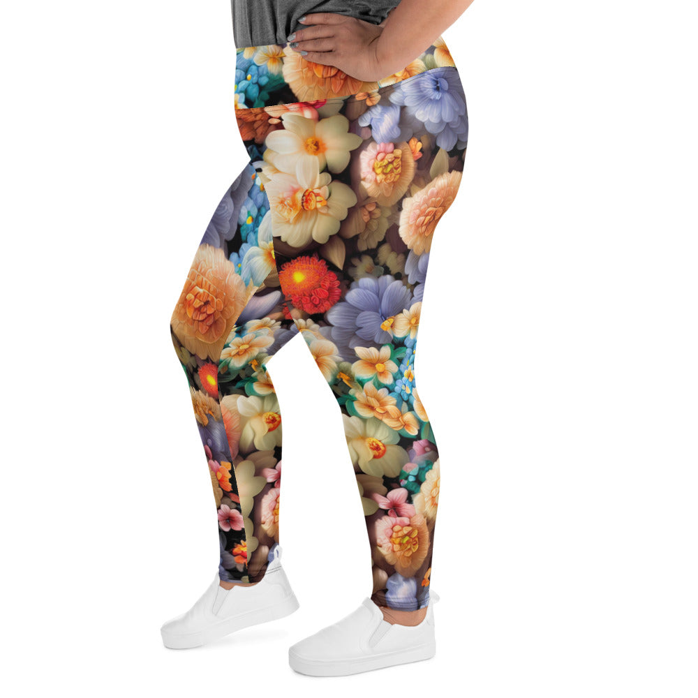 DMV 0302 Floral All-Over Print Plus Size Leggings