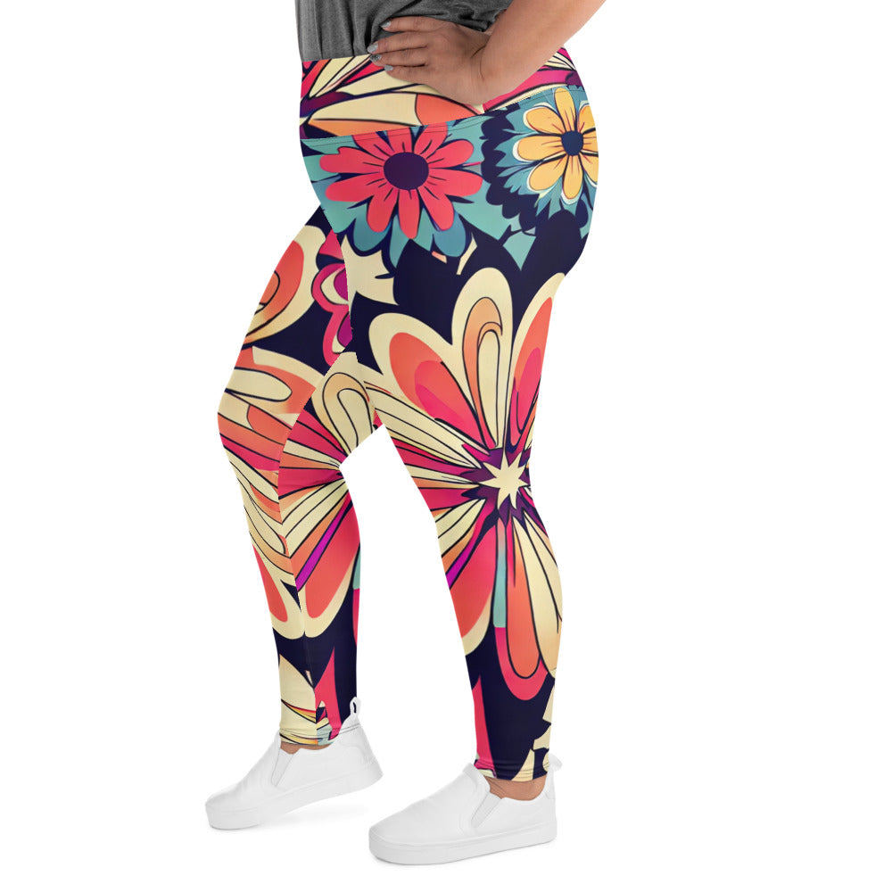 DMV 1525 Floral All-Over Print Plus Size Leggings