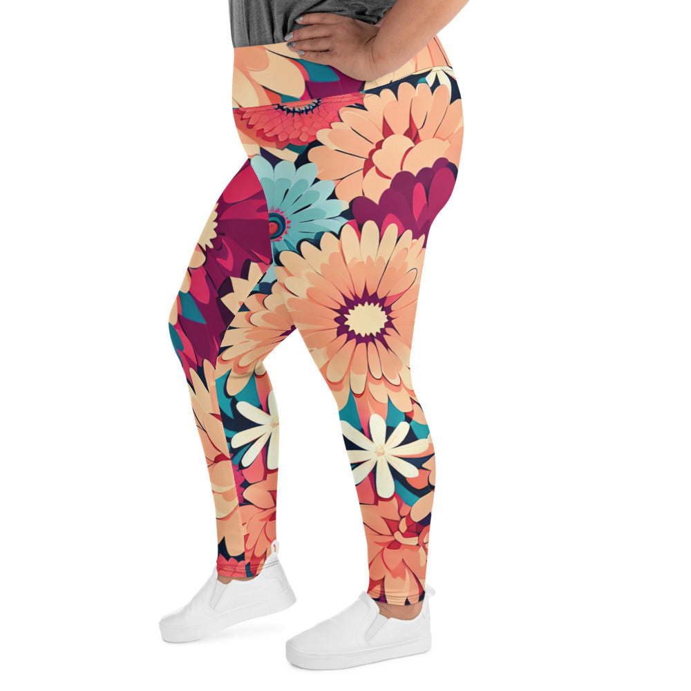 DMV 0293 Floral All-Over Print Plus Size Leggings