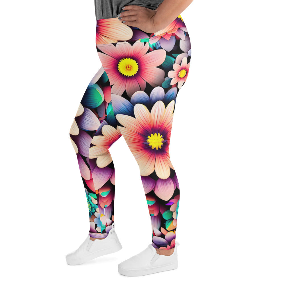 DMV 0515 Floral All-Over Print Plus Size Leggings