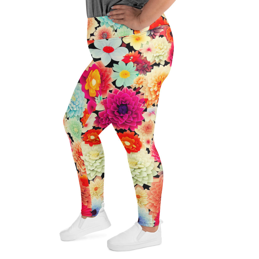 DMV 0424 Floral All-Over Print Plus Size Leggings