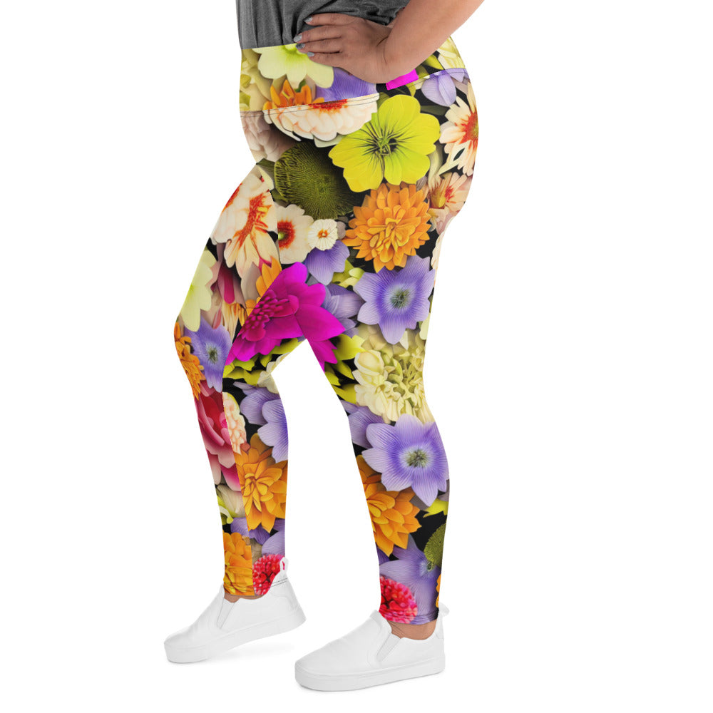 DMV 0557 Floral All-Over Print Plus Size Leggings