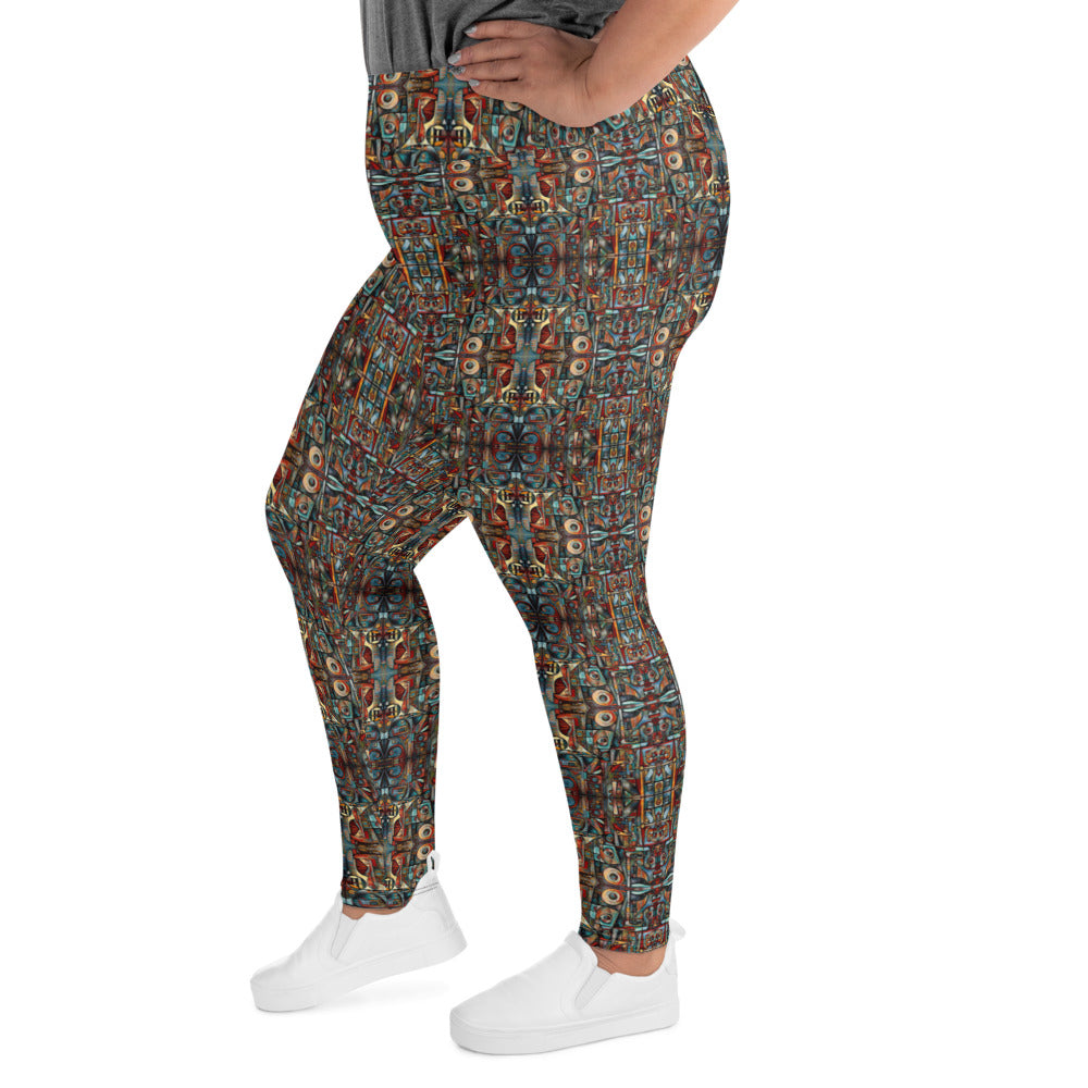 DMV 1437 Conceptual Artsy All-Over Print Plus Size Leggings