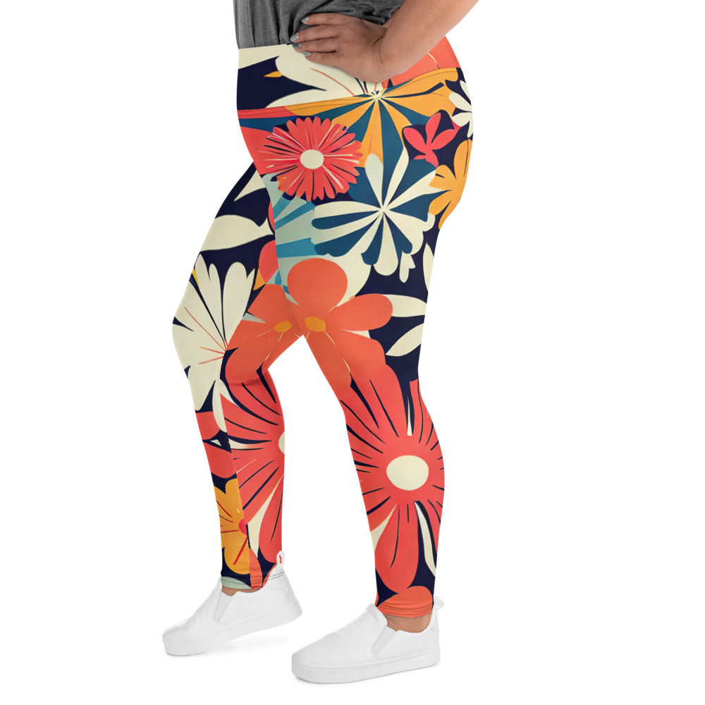 DMV 1197 Floral All-Over Print Plus Size Leggings