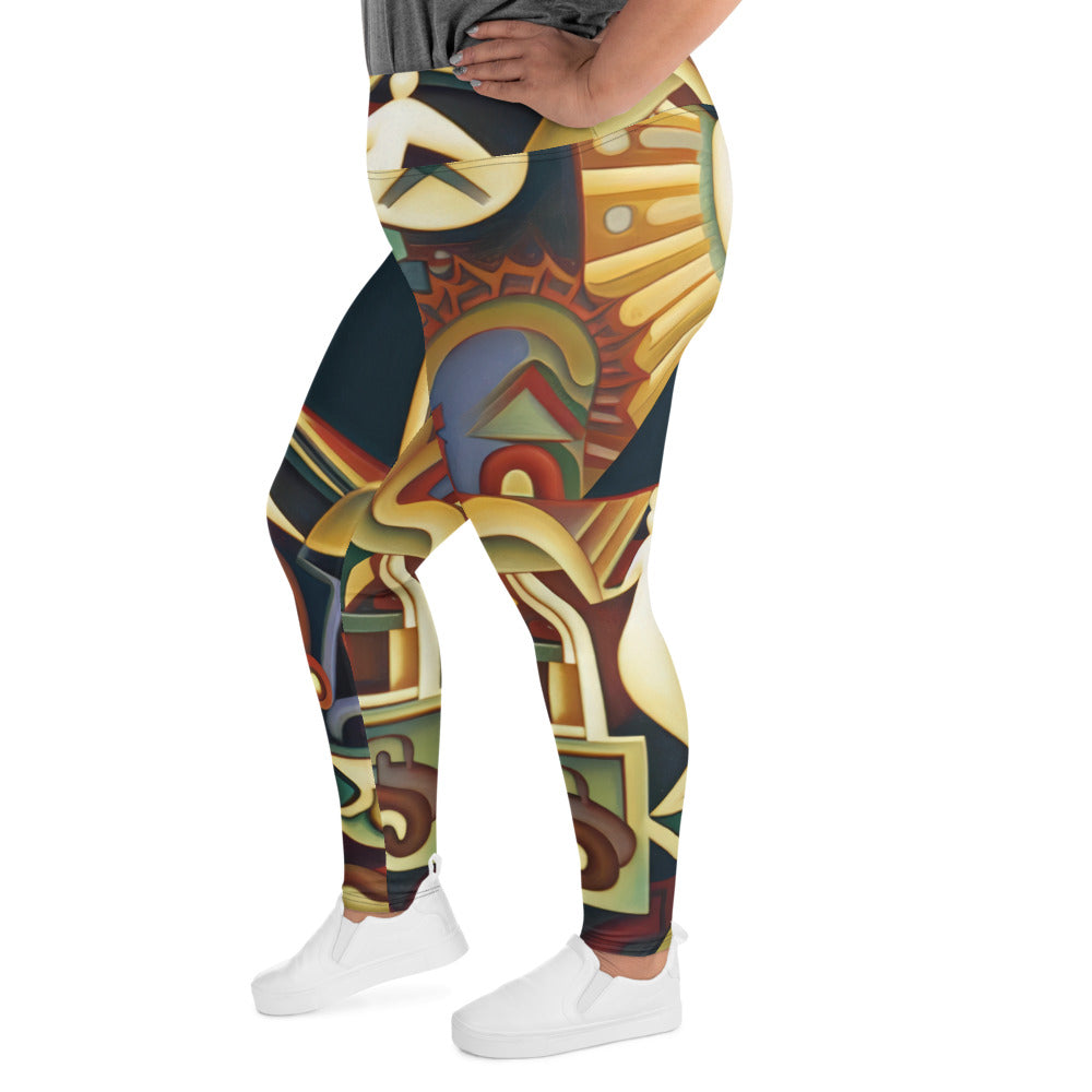 DMV 1133 Retro Art All-Over Print Plus Size Leggings