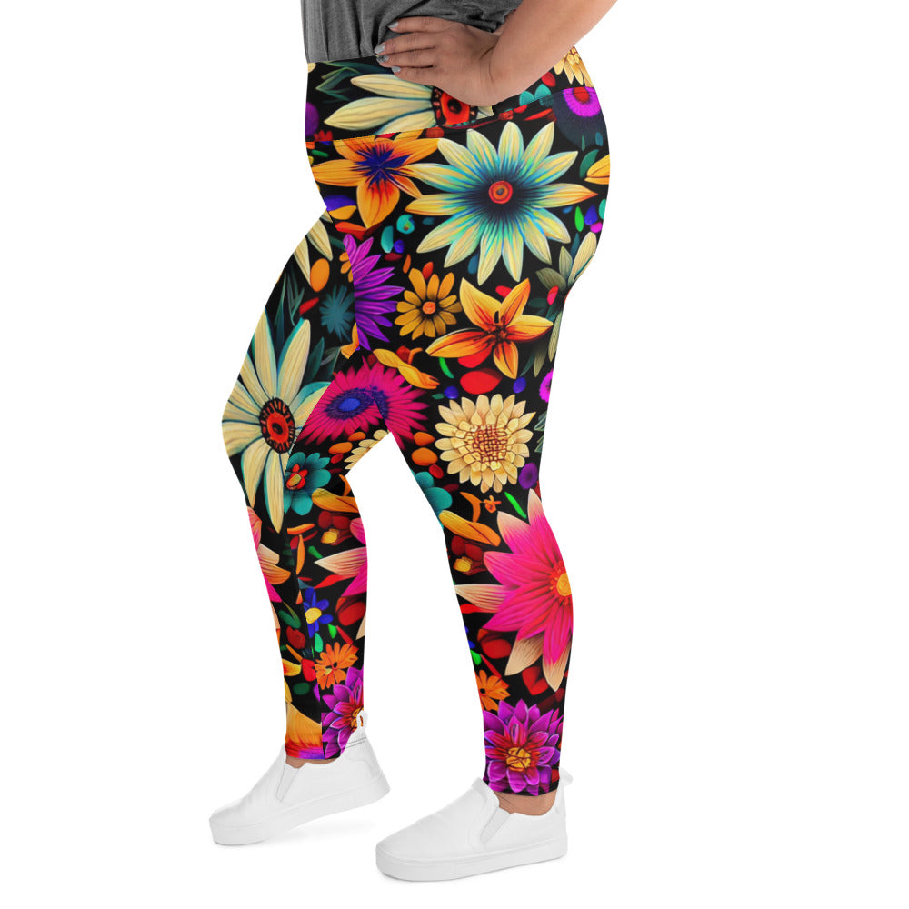 DMV 0329 Floral All-Over Print Plus Size Leggings