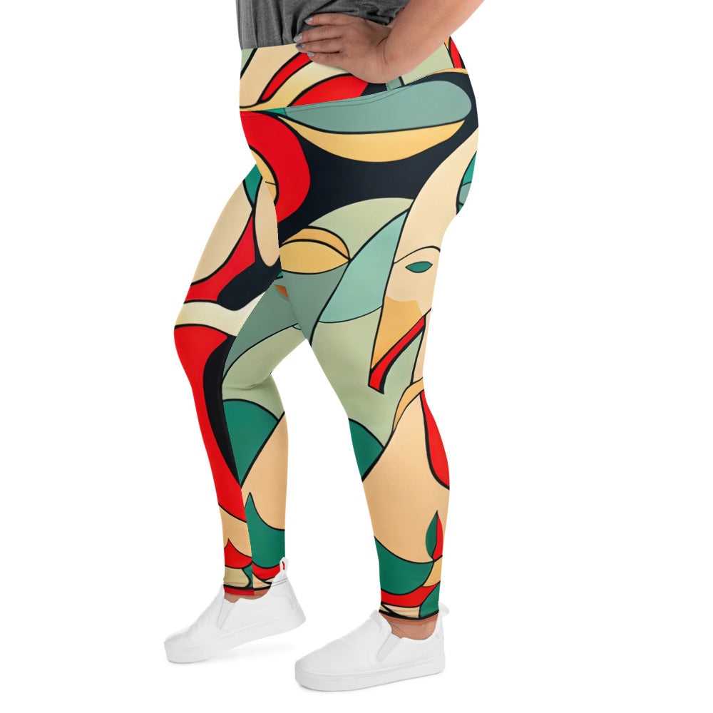 DMV 0395 Retro Art All-Over Print Plus Size Leggings