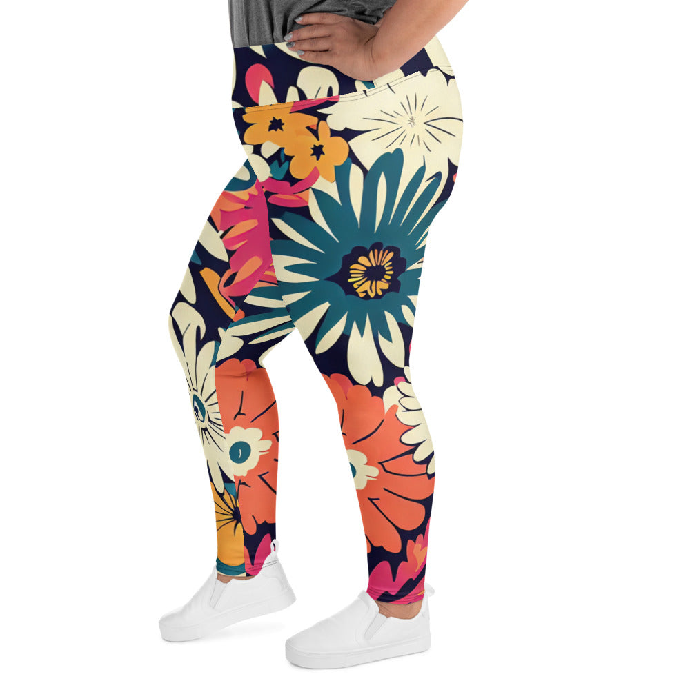 DMV 1429 Floral All-Over Print Plus Size Leggings