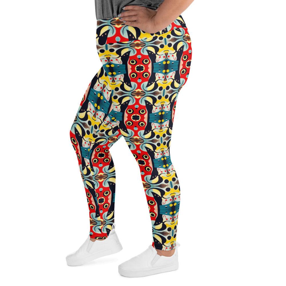 DMV 1706 Vintage Artsy All-Over Print Plus Size Leggings