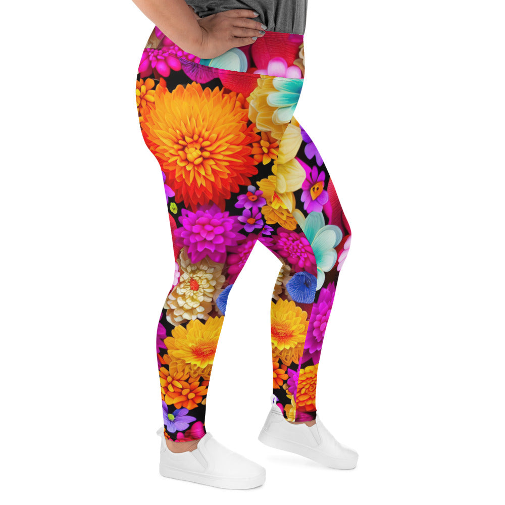 DMV 0238 Floral All-Over Print Plus Size Leggings