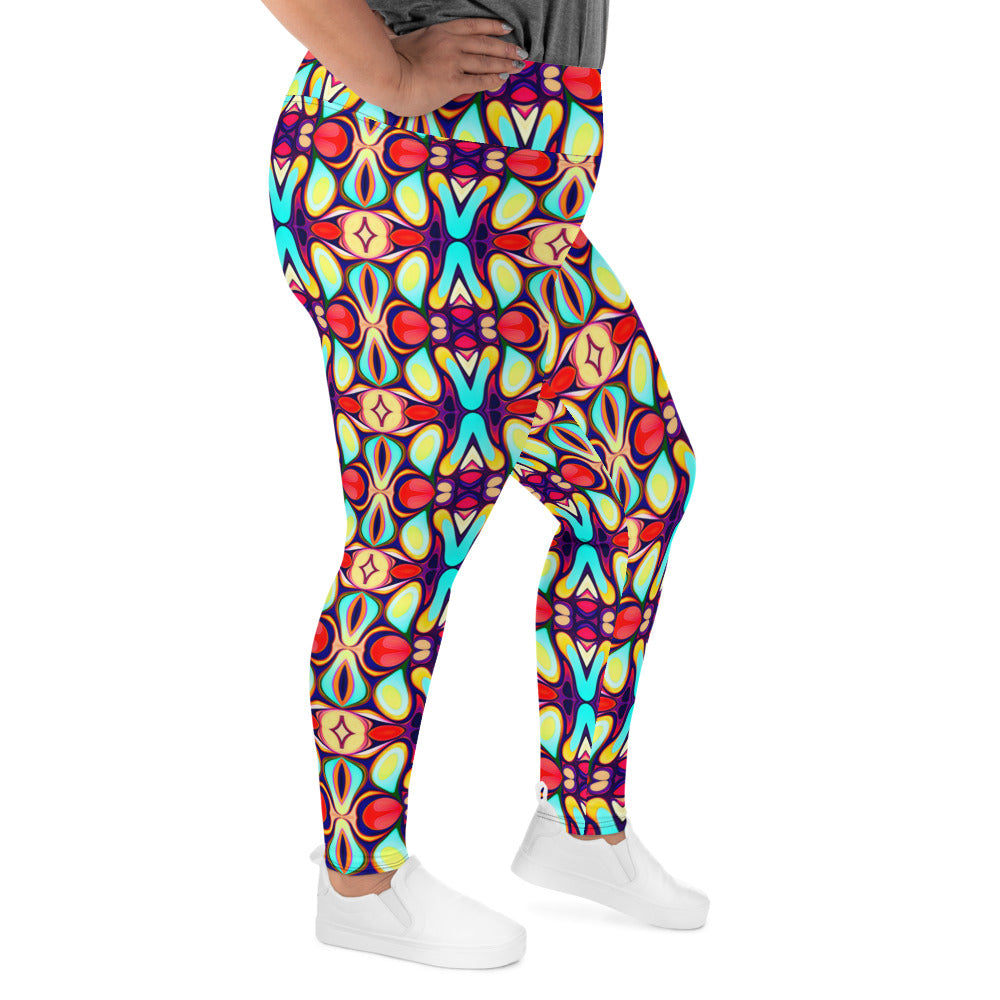 DMV 0036 Vintage Artsy All-Over Print Plus Size Leggings