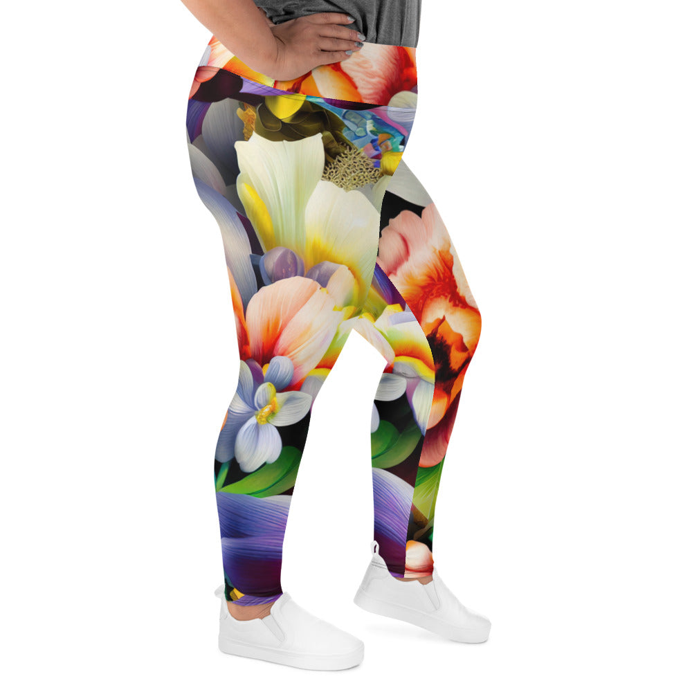 DMV 0081 Floral All-Over Print Plus Size Leggings