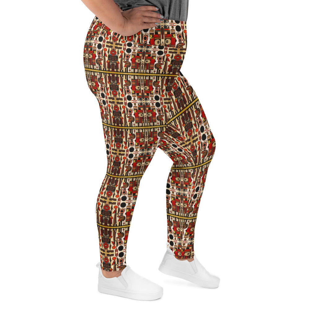 DMV 0082 Classic Boho All-Over Print Plus Size Leggings