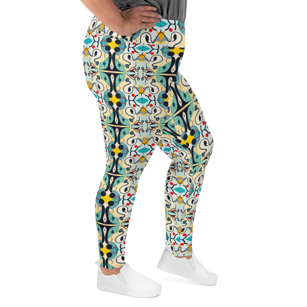 DMV 0076 Vintage Artsy All-Over Print Plus Size Leggings