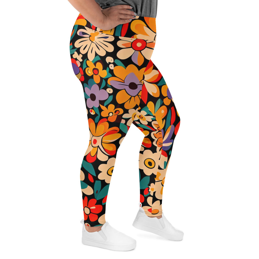 DMV 0029 Floral All-Over Print Plus Size Leggings