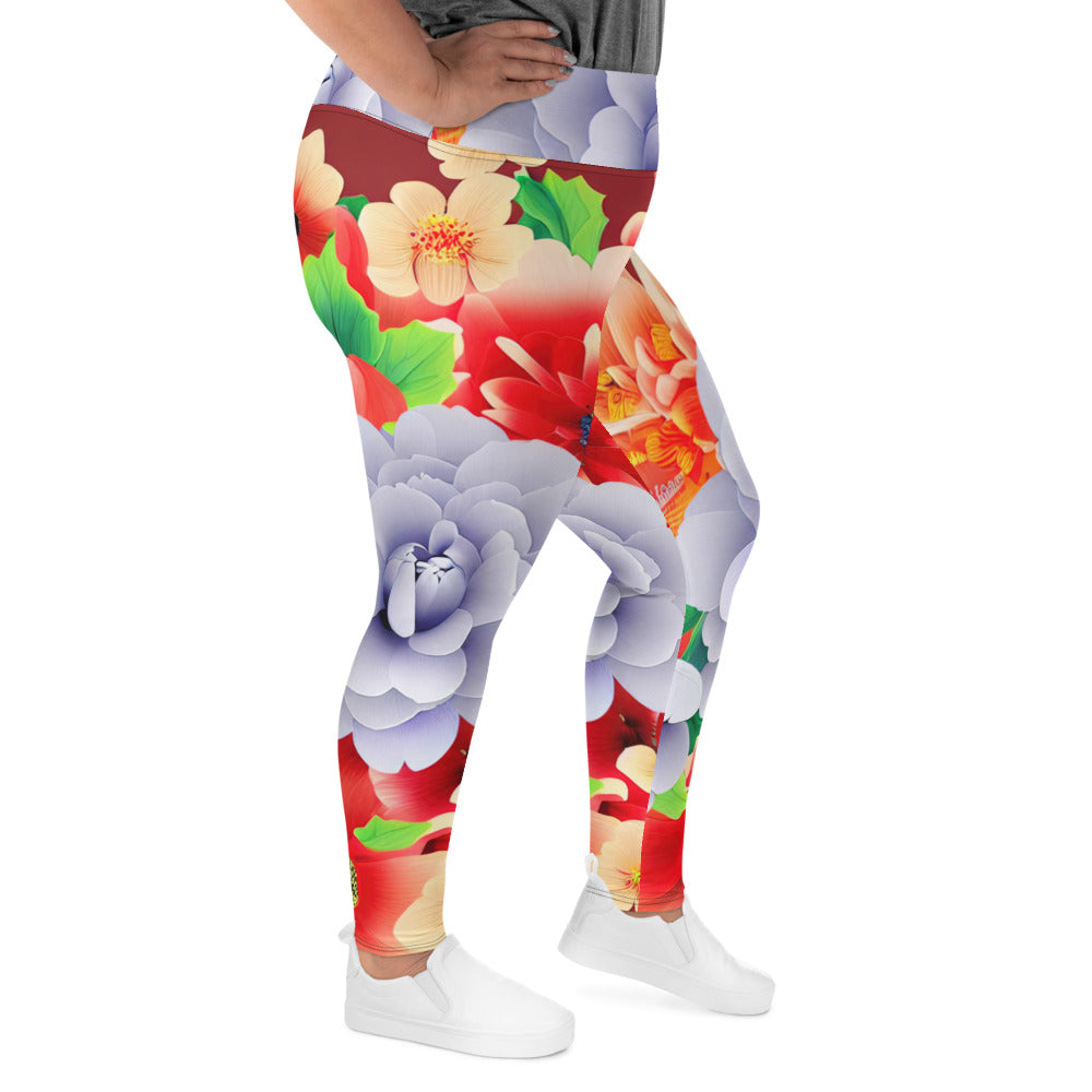 DMV 0035 Floral All-Over Print Plus Size Leggings