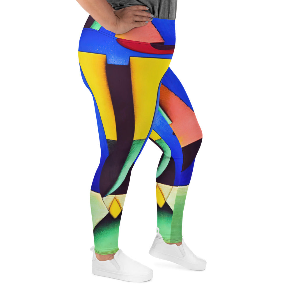 DMV 0255 Retro Art All-Over Print Plus Size Leggings