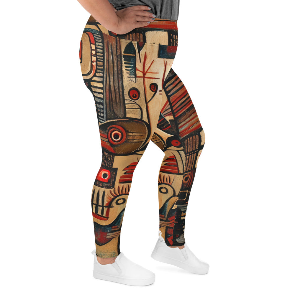 DMV 0256 Retro Art All-Over Print Plus Size Leggings