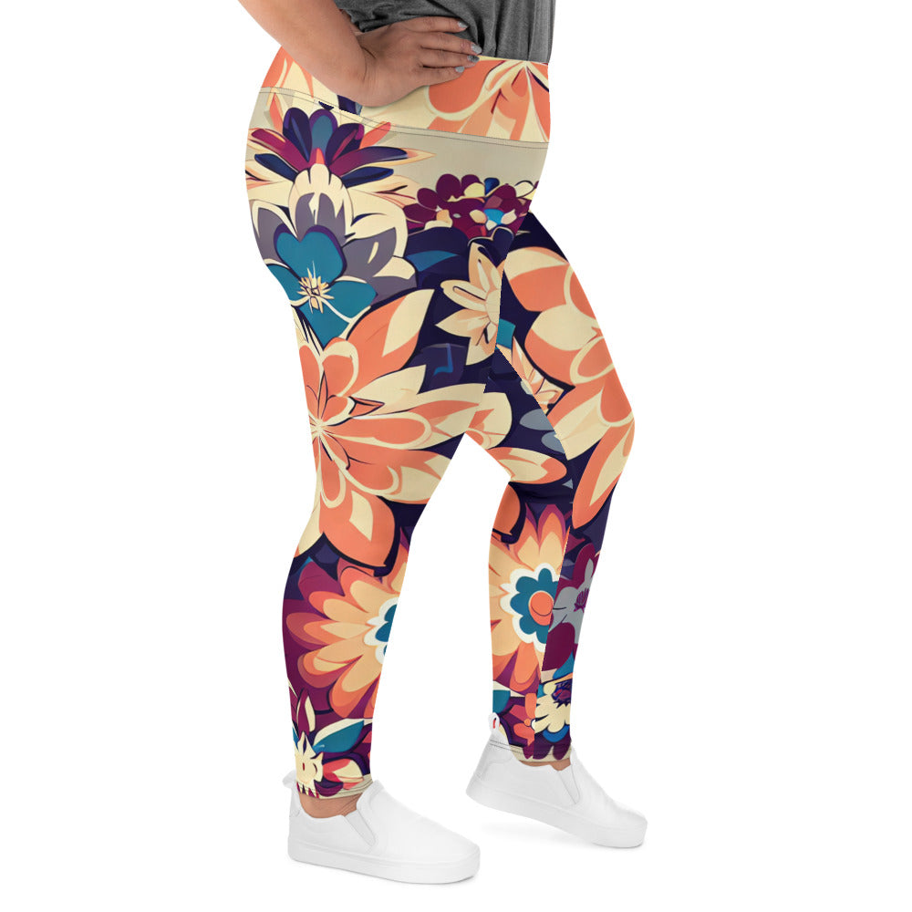 DMV 0253 Floral All-Over Print Plus Size Leggings