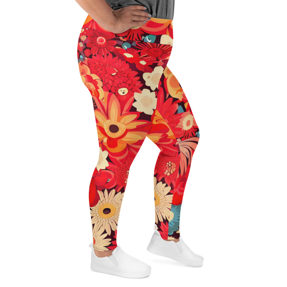 DMV 0105 Floral All-Over Print Plus Size Leggings