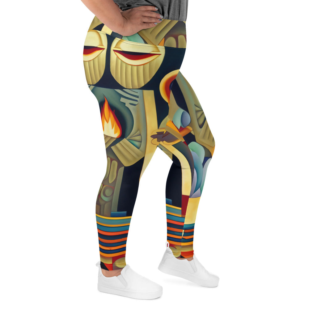 DMV 0237 Retro Art All-Over Print Plus Size Leggings