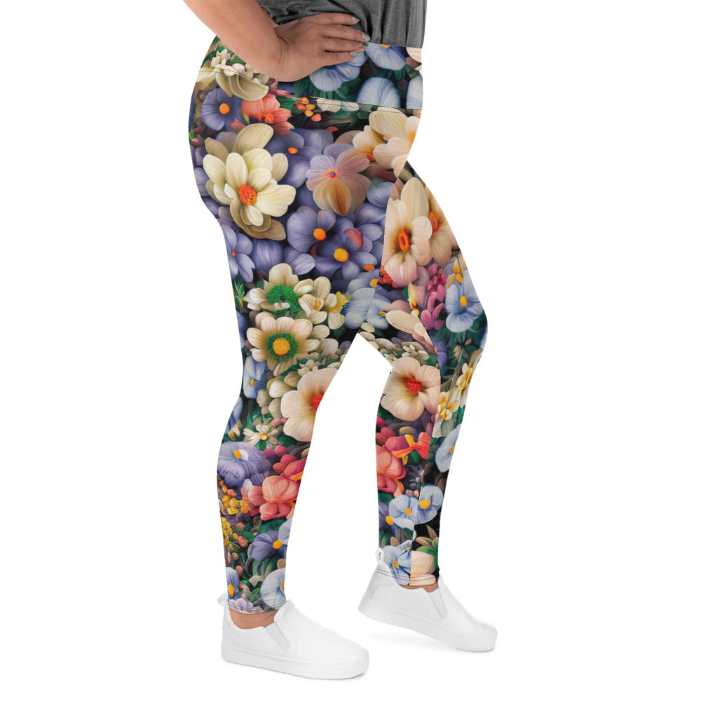 DMV 0114 Floral All-Over Print Plus Size Leggings