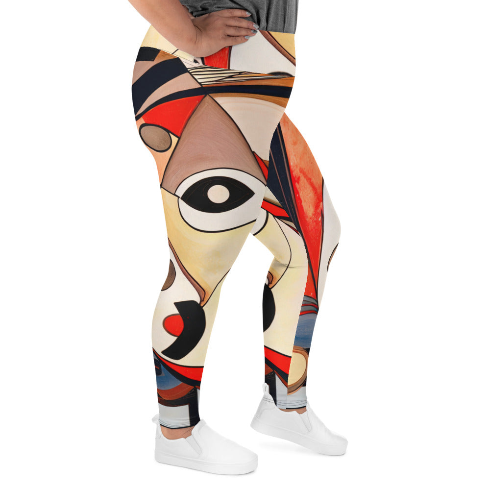 DMV 0214 Retro Art All-Over Print Plus Size Leggings