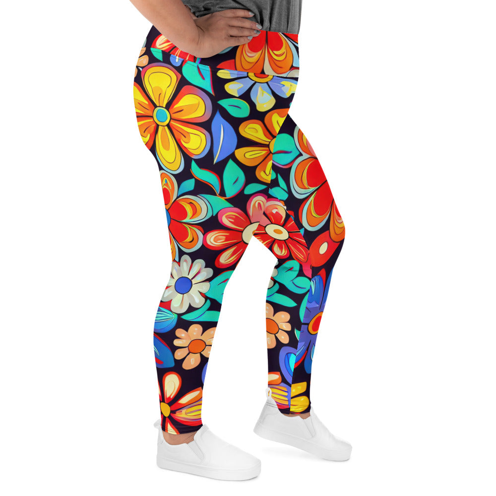 DMV 0257 Floral All-Over Print Plus Size Leggings