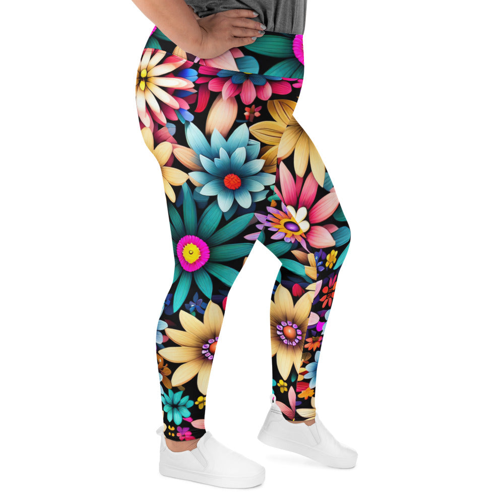 DMV 0265 Floral All-Over Print Plus Size Leggings