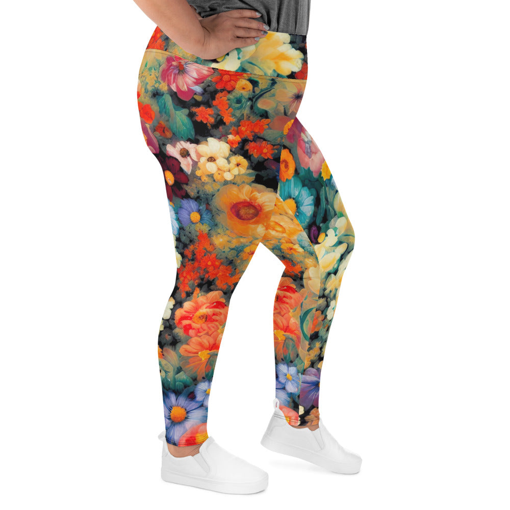 DMV 0150 Floral All-Over Print Plus Size Leggings