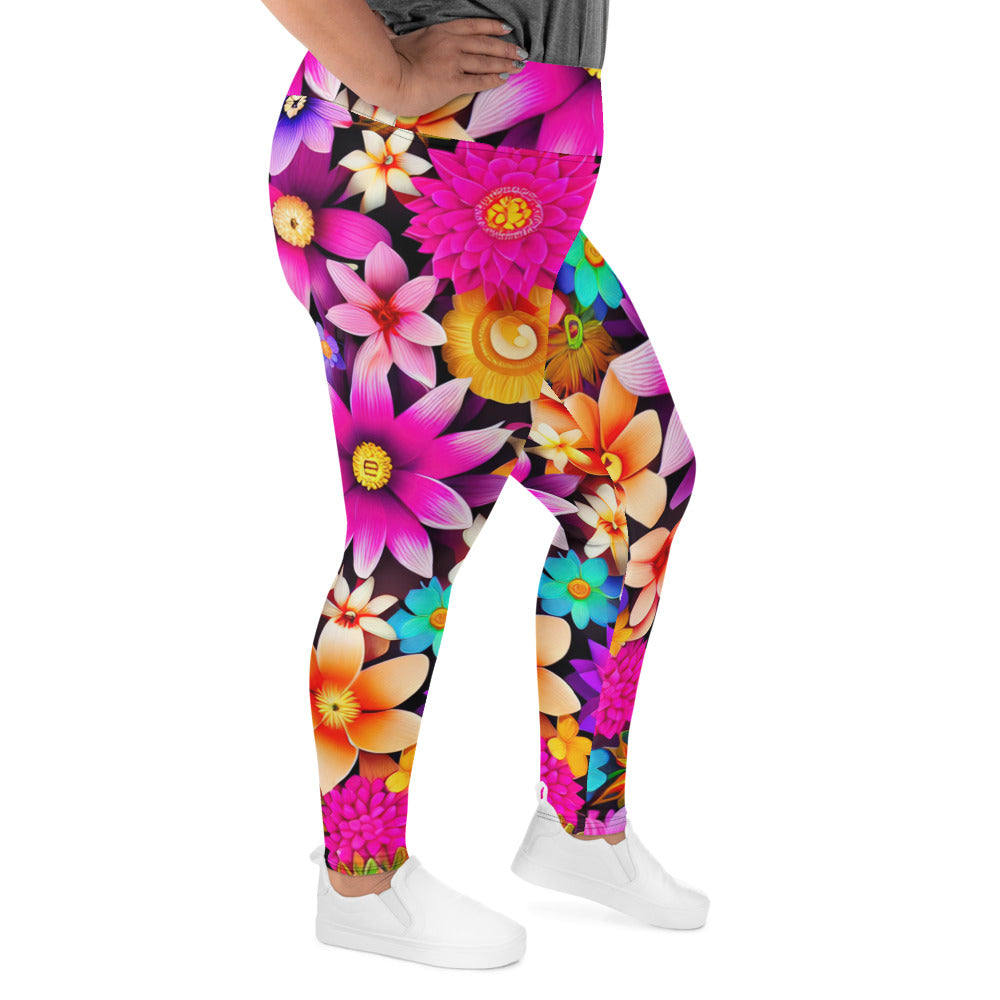 DMV 0136 Floral All-Over Print Plus Size Leggings