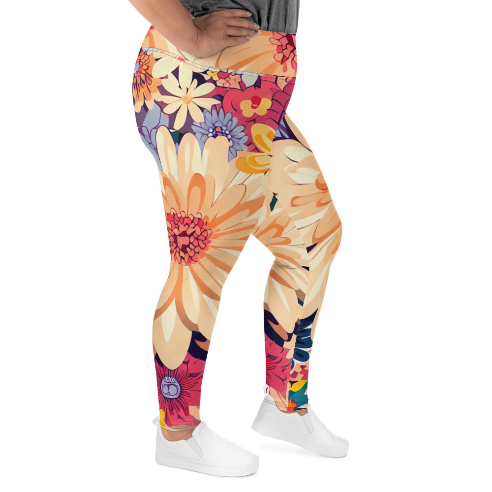 DMV 0137 Floral All-Over Print Plus Size Leggings