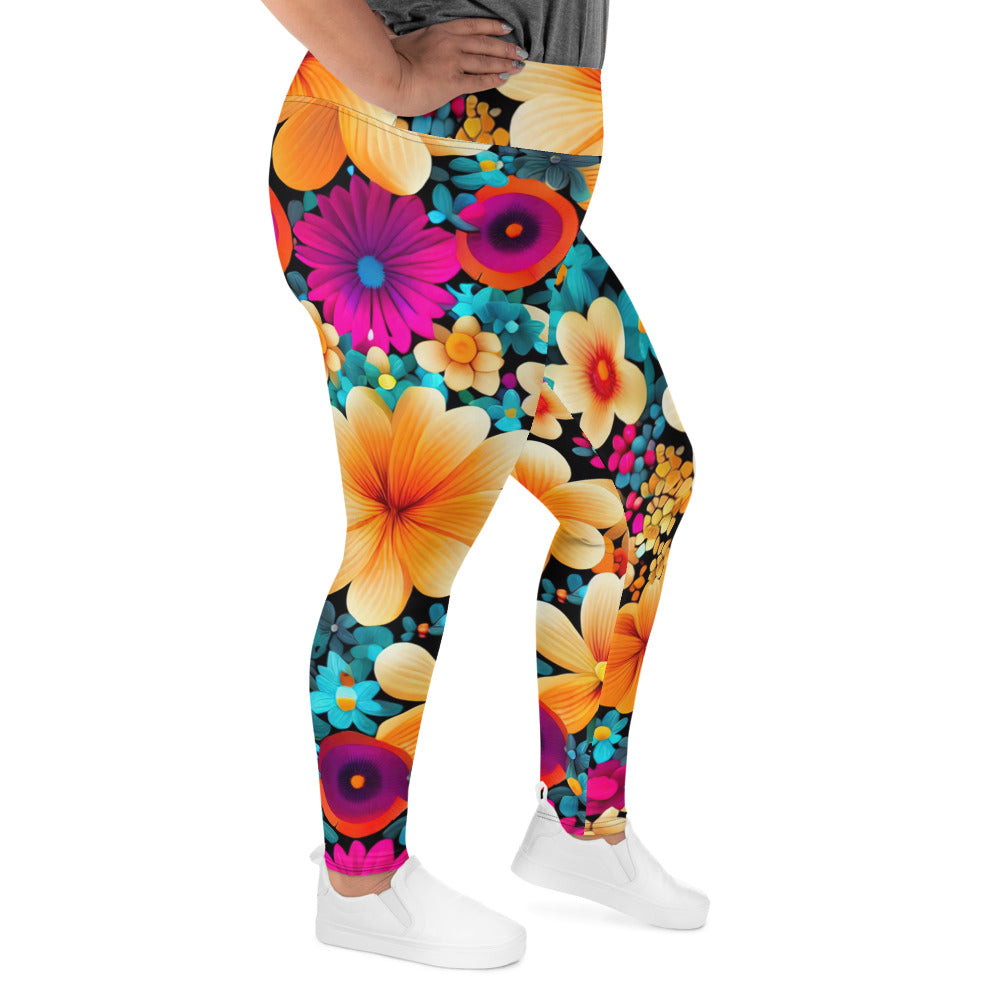 DMV 0259 Floral All-Over Print Plus Size Leggings