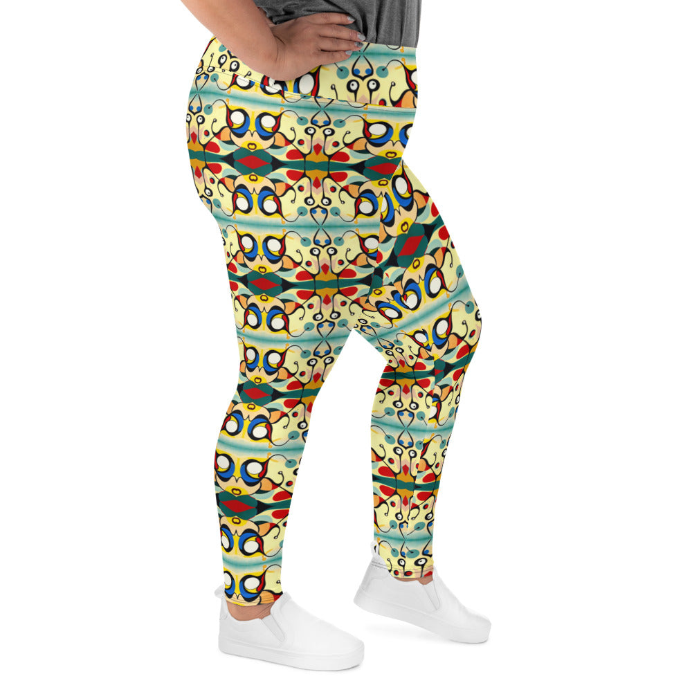 DMV 0405 Vintage Artsy All-Over Print Plus Size Leggings