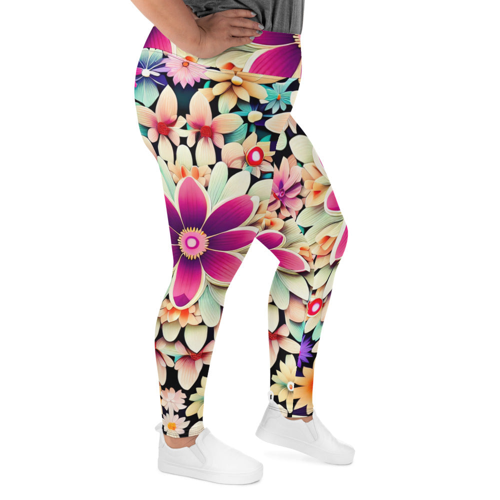 DMV 0307 Floral All-Over Print Plus Size Leggings