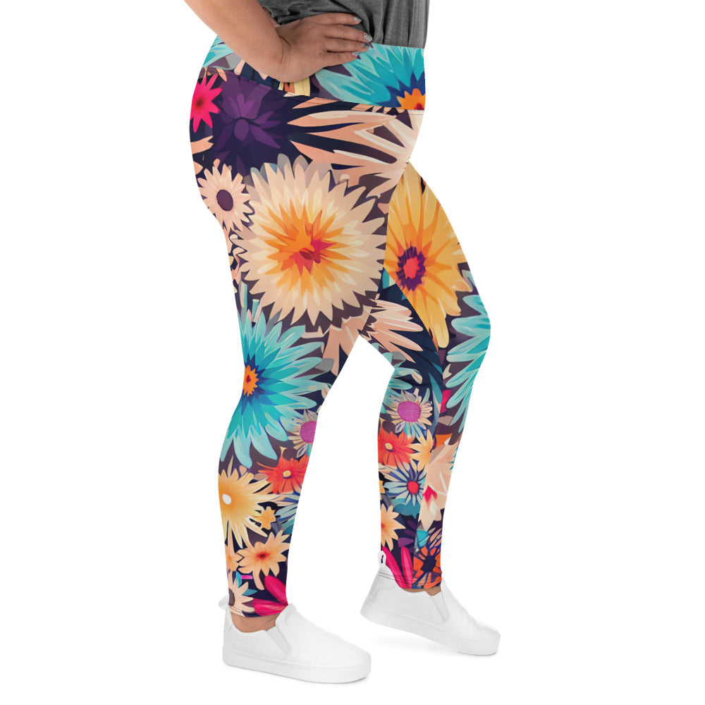 DMV 0404 Floral All-Over Print Plus Size Leggings